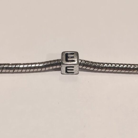 Silver‎ E Spacer Charm for Pandora Style Bracelet - Picture 3 of 5
